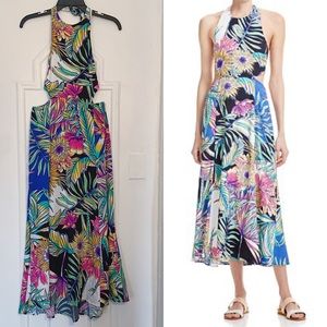NWT | Mara Hoffman Viva Blue Cutout Halter Midi